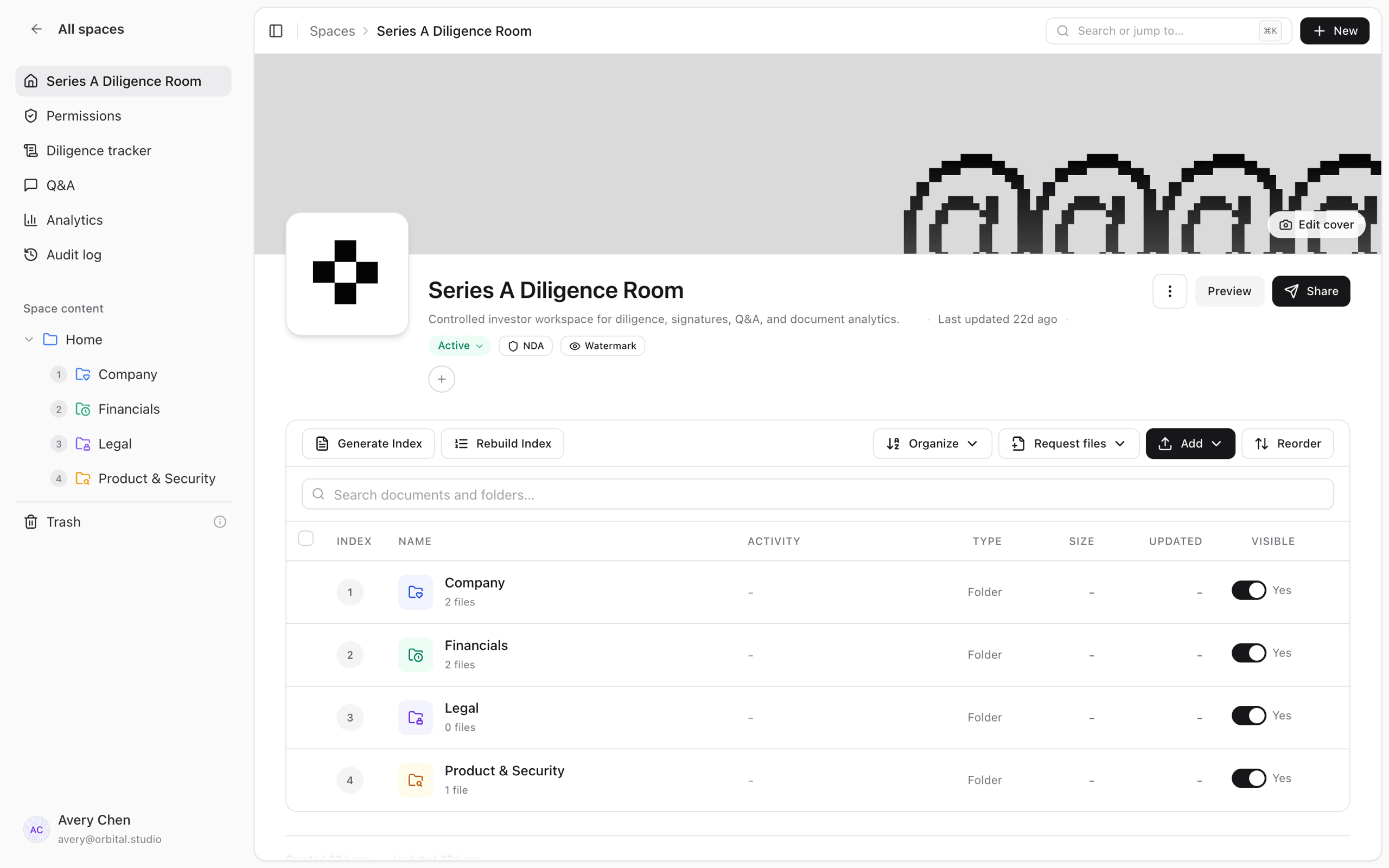 A controlled room for financial diligence